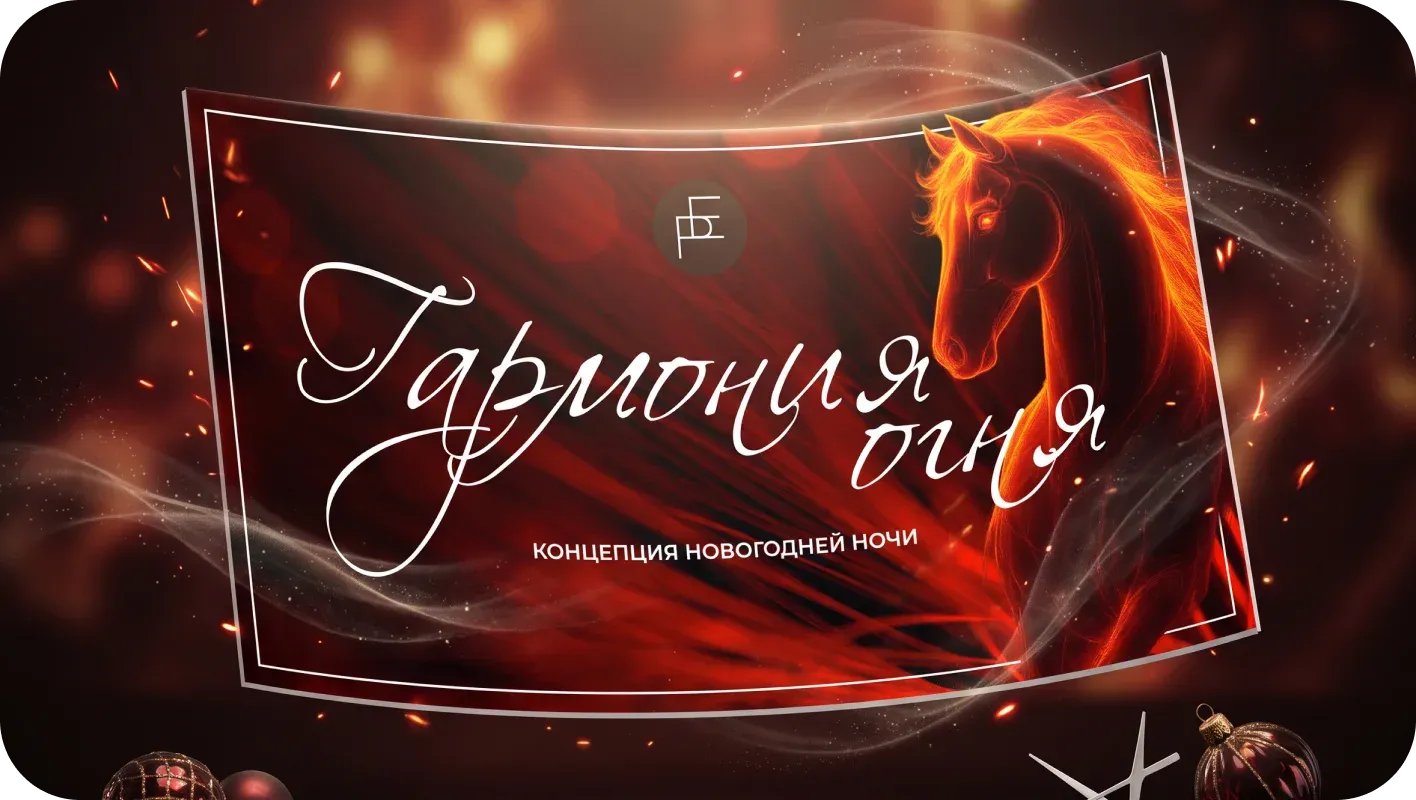 Афиша новогодней концепции «Гармония огня» — концепция новогодней ночи